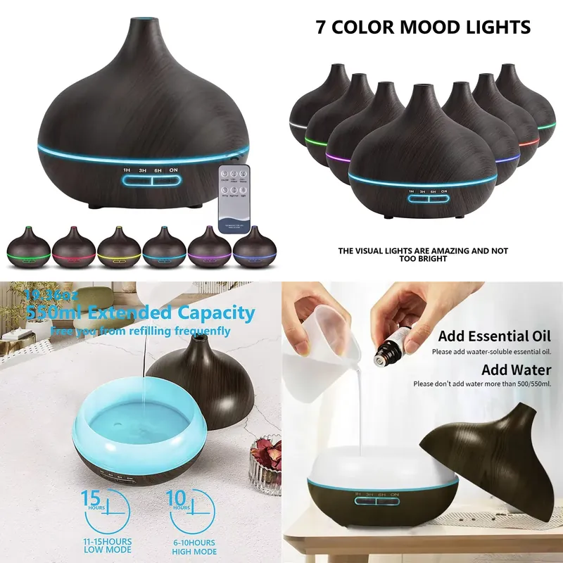 550ml Wood Color USB Aroma Dif - Essential Oils ulasan dan harga