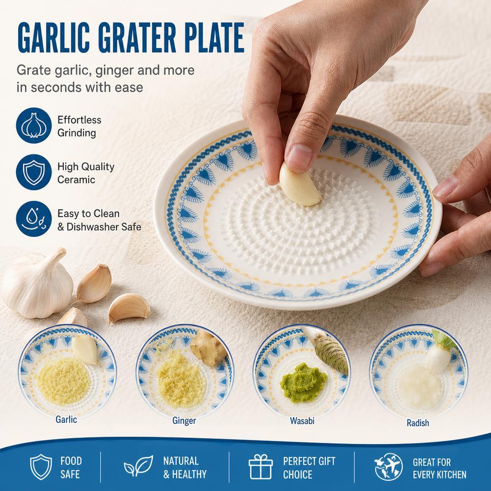 Garlic Grater Plate Ceramic Gi - Turmeric ulasan dan harga